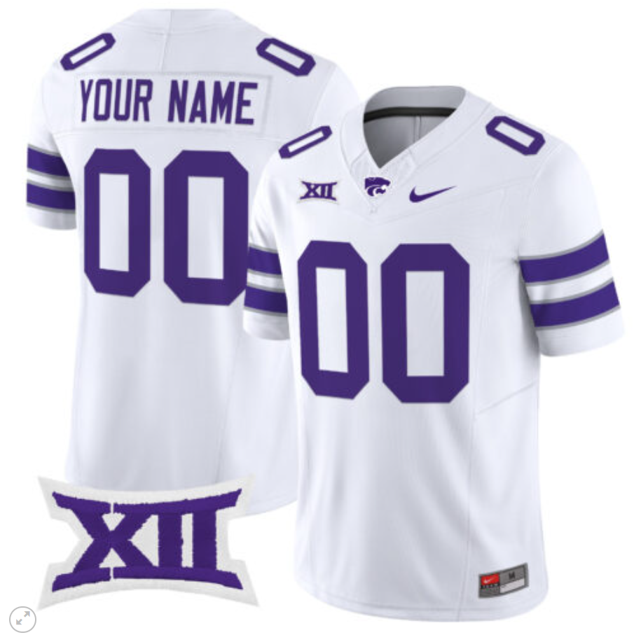 Custom Kansas State Wildcats Jersey Name and Number Vapor Limited Football White