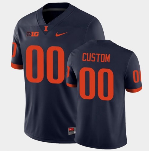 Custom Illinois Fighting Illini Jersey Name and Number NCAA College Football Navy