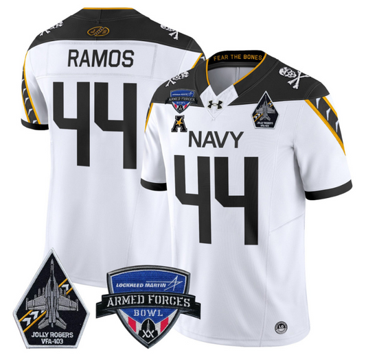 Colin Ramos Jersey #44 Navy Midshipmen 2025 Armed Forces Bowl Football White
