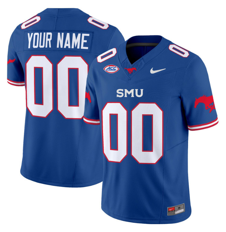 Custom SMU Mustangs Icy Jersey Name and Number College Football Vapor Limited Blue