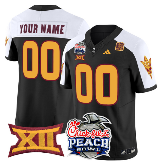 Custom Arizona State Sun Devils Jersey 2025 Peach Bowl Patch Black Alternate