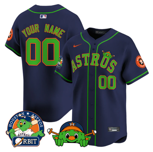 Custom Astros Jersey Name, Number Orbit Patch Vapor Premier Limited V3 Stitched Navy