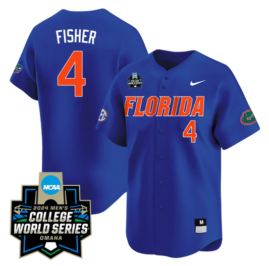 Cade Jersey #4 Florida Gators 2024 College World Series Vapor Premier Limited NCAA Baseball Stitched Florida Blue