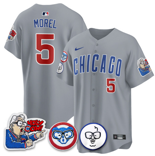 Christopher Morel Jersey #5 Chicago Cubs Harry Caray Holy Cow Patch Premier Limited Stitched Gray