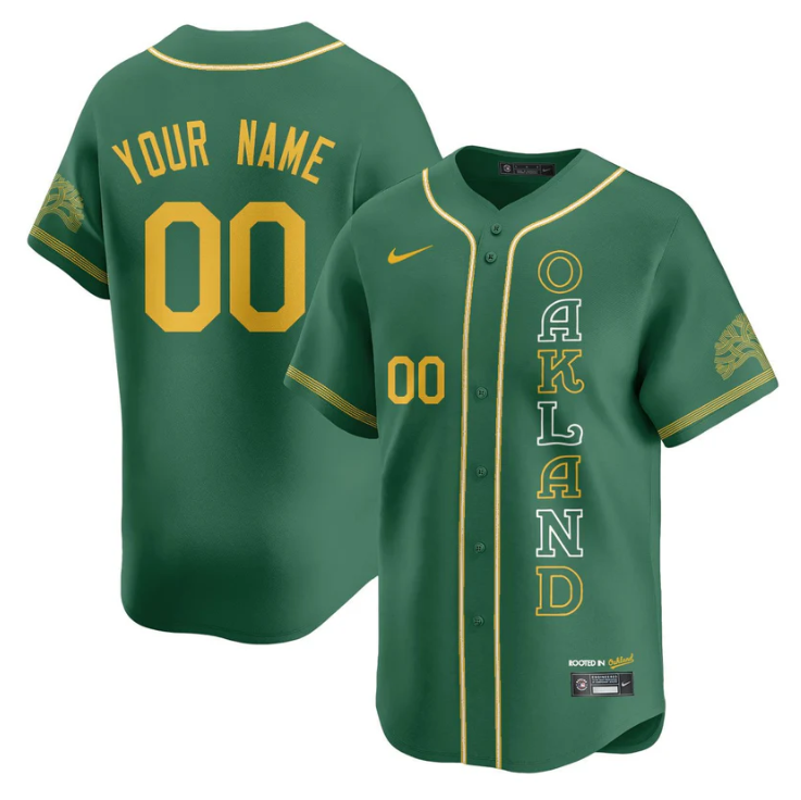 Custom Oakland Athletics Jersey Name, Number City Connect Concept Stitched Green