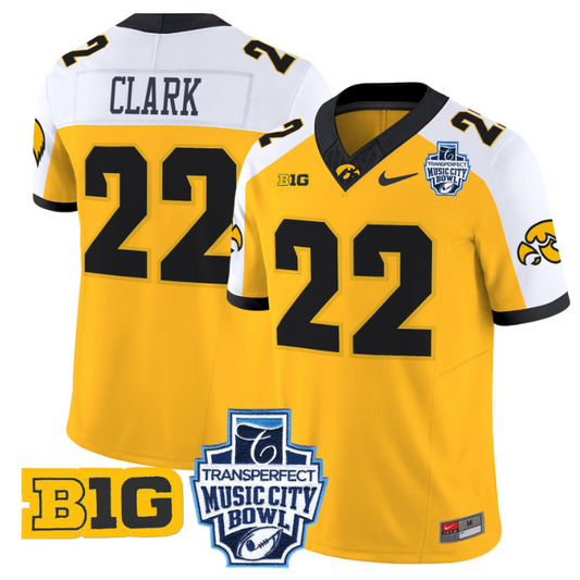 Caitlin Clark Jersey #22 Iowa Hawkeyes 2024 Music City Bowl Gold Alternate