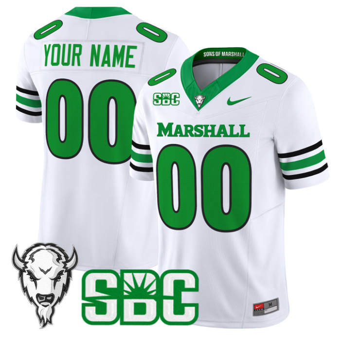 Custom Marshall Thundering Herd Jersey 2025 Vapor Limited Stitched White
