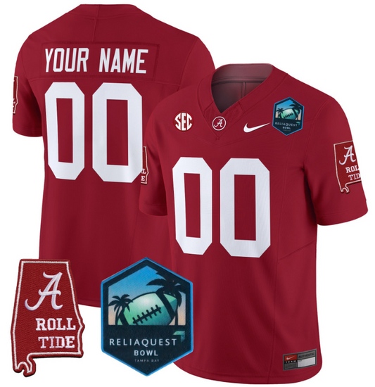 Custom Alabama Crimson Tide Jersey 2025 ReliaQuest Bowl Patch Crimson