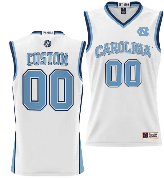 Custom UNC Tar Heels Jersey Name and Number NIL College Basketball Lightweight White