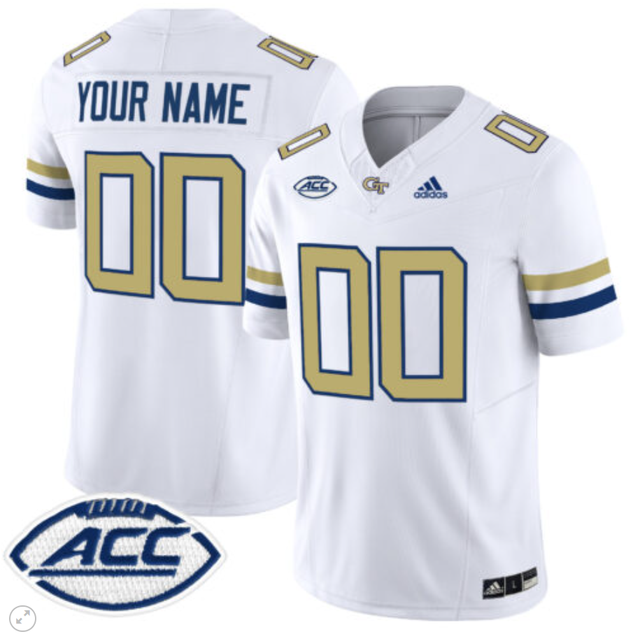 Custom Georgia Tech Yellow Jackets Jersey Name and Number Vapor Limited Football White