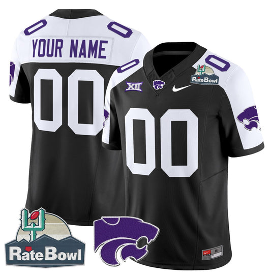 Custom Kansas State Wildcats Jersey 2025 Rate Bowl Patch Football Black Alternate