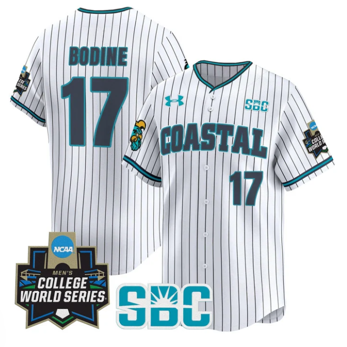 Caden Bodine Jersey #17 Coastal Carolina Chanticleers 2025 World Series Stripe