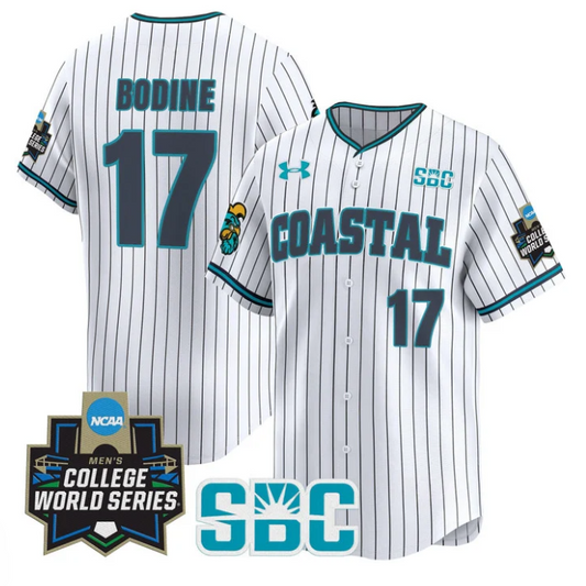 Caden Bodine Jersey #17 Coastal Carolina Chanticleers 2025 World Series Stripe