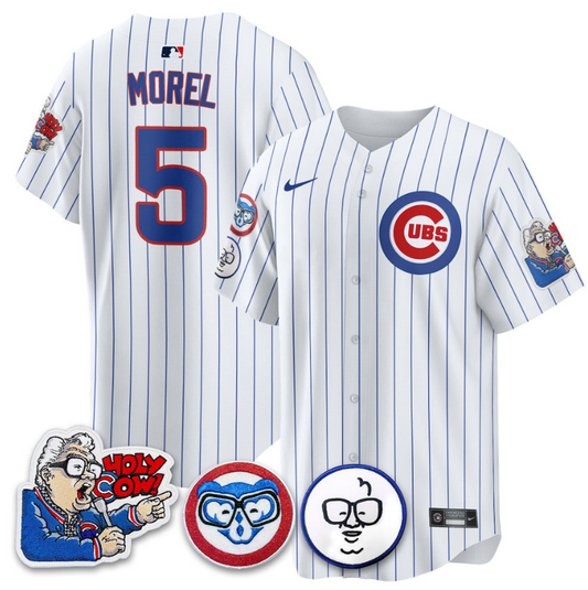 Christopher Morel Jersey #5 Chicago Cubs Harry Caray Holy Cow Patch Premier Limited Stitched White