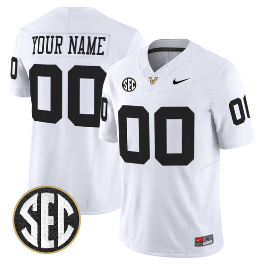 Custom Vanderbilt Commodores Jersey Name, Number 2025 Limited Stitched White