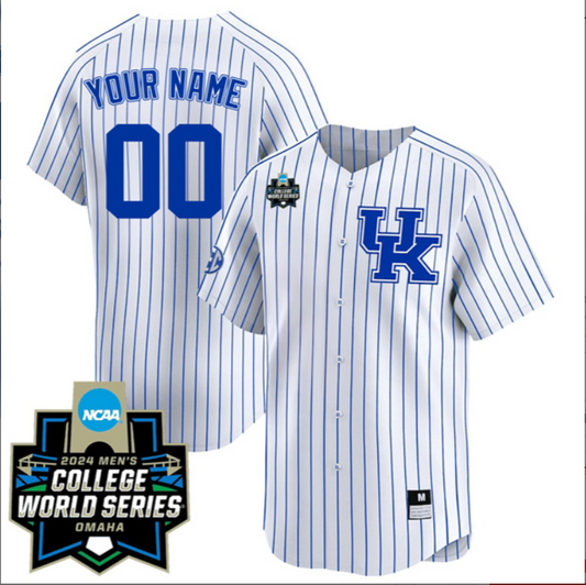 Custom Kentucky Wildcats College Baseball World Series Jersey – Pinstripe