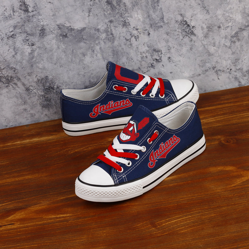 Cleveland Indians Limited Print MLB Baseball Fans Low Top Canvas Shoes Sport Sneakers T-DAC74L