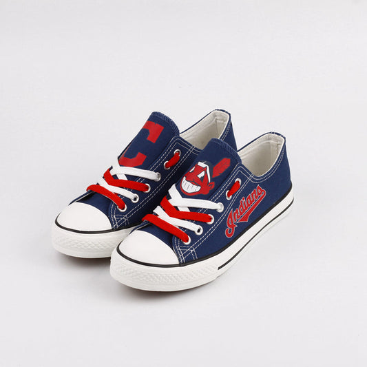 Cleveland Indians Limited Print MLB Baseball Fans Low Top Canvas Shoes Sport Sneakers T-DAC74L