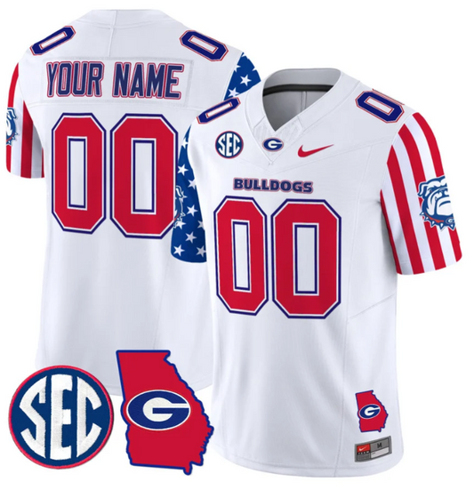 Custom Georgia Bulldogs Jersey Name and Number American Style Vapor Limited Football Stitched White