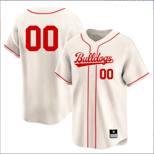 Custom Georgia Bulldogs Baseball Cream Full Button Jersey All Stitched