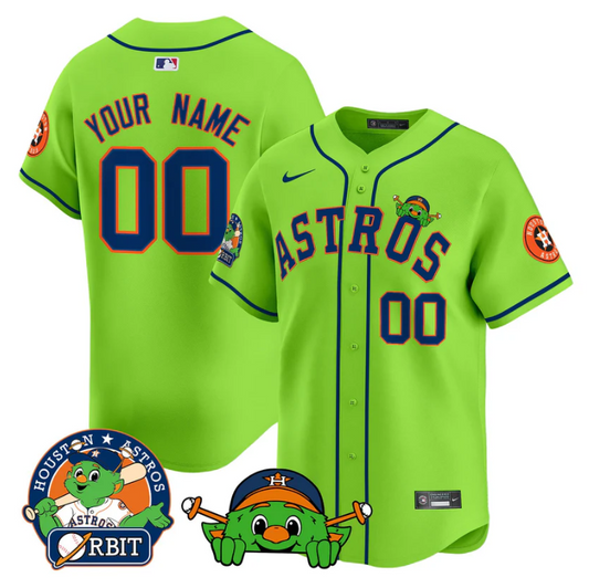 Custom Astros Jersey Name, Number Orbit Patch Vapor Premier Limited V3 Stitched Green