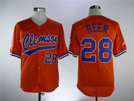 Clemson Tigers #28 Seth Beer Movie Baseball Jersey Red