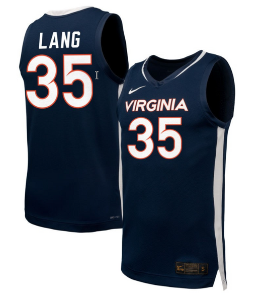 Carter Lang Jersey #35 Virginia Cavaliers NIL Basketball Navy