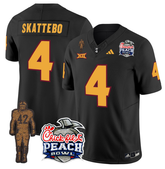 Cam Skattebo Jersey #4 Sun Devils Pat Tillman Peach Bowl Patch Black