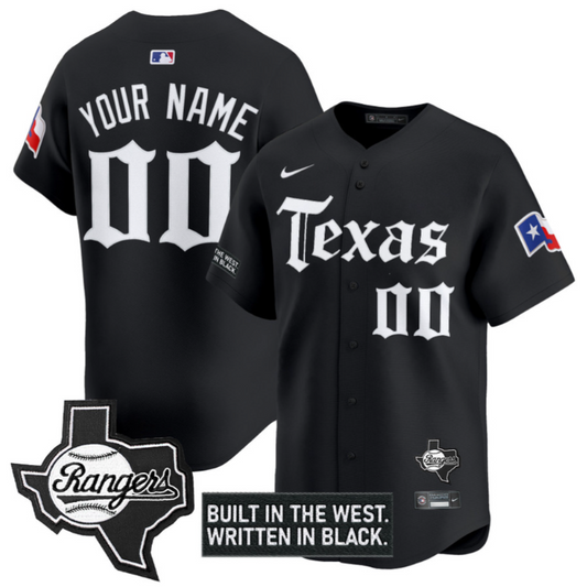 Custom Texas Rangers Jersey Gothic Frontier Edition Vapor Premier Limited Stitched Black