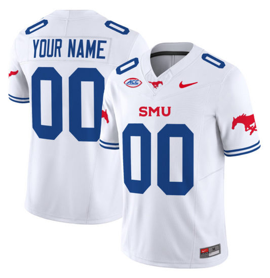 Custom SMU Mustangs Icy Jersey Name and Number College Football Vapor Limited White