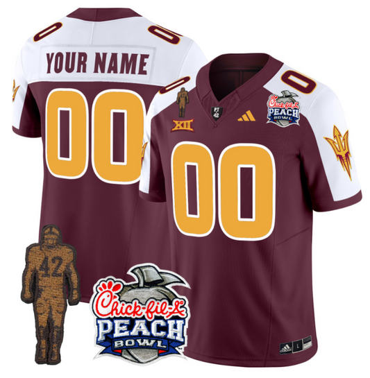 Custom Sun Devils Pat Tillman Jersey Name, Number Peach Bowl Patch Maroon Alternate