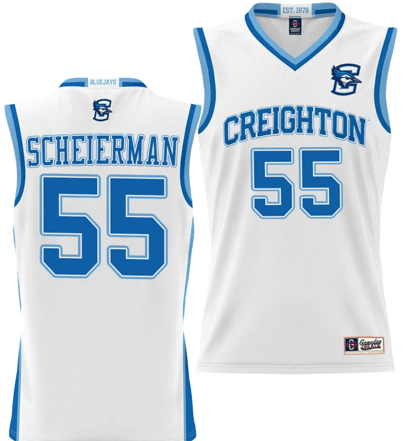 Creighton Bluejays Jersey #55 Creighton Bluejays College NIL Basketball Lightweight White