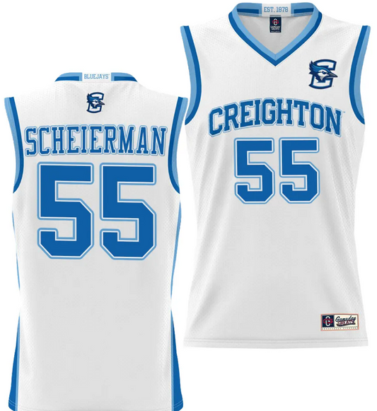Creighton Bluejays Jersey #55 Creighton Bluejays College NIL Basketball Lightweight White