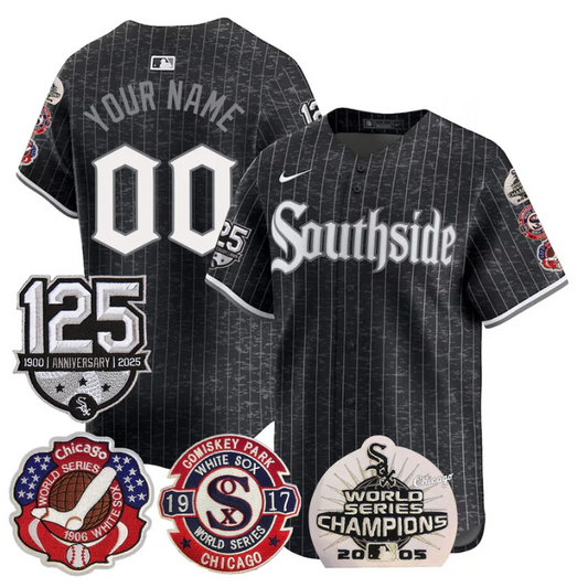 Custom Chicago White Sox Jersey 125th Anniversary World Series Champions Stitched City Connect