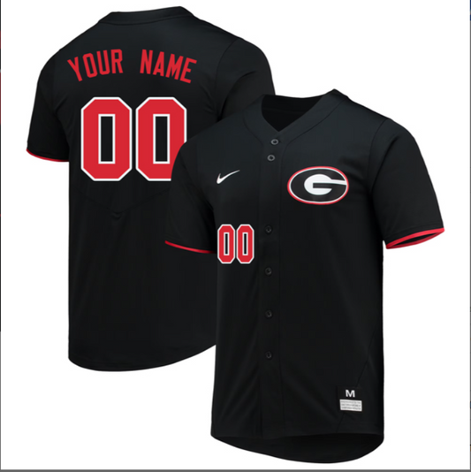 Custom Georgia Bulldogs Baseball Black Full Button Jersey All Stitched