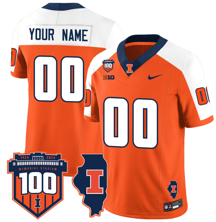 Custom Illinois Fighting Jersey Name and Number Vapor Limited College Football Stitched Orange Alternate