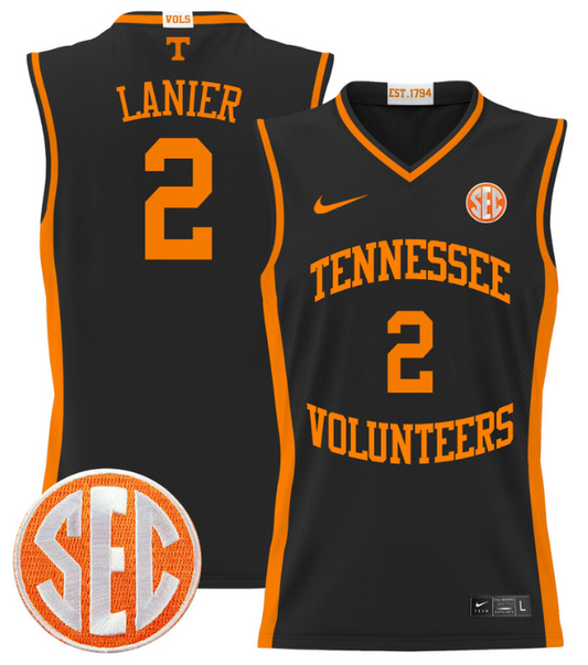Chaz Lanier Jersey #2 Tennessee Vols 2024 Lightweight Basketball Black