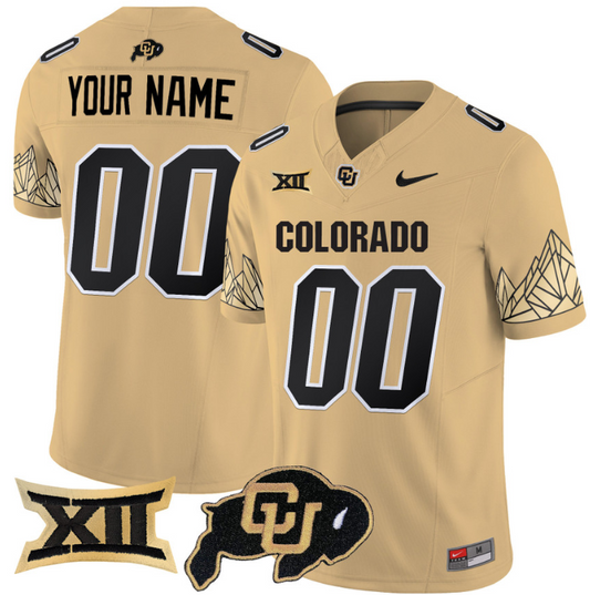 Custom Colorado Buffaloes Jersey Name, Number Vapor Big 12 XII Patch Gold