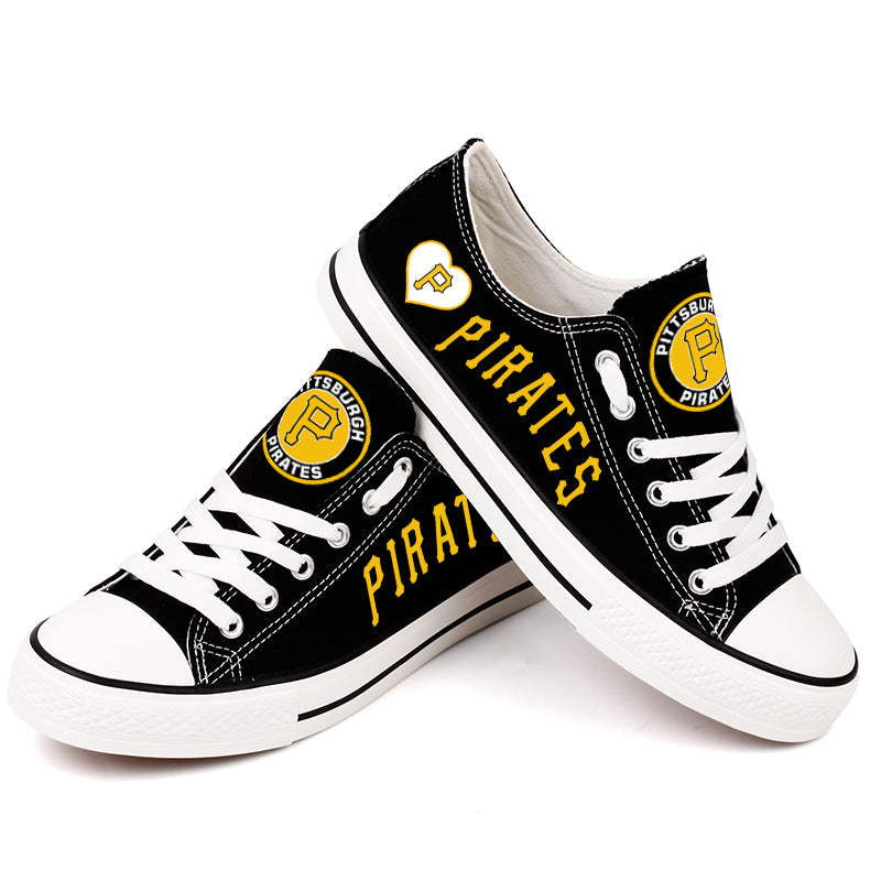 Pittsburgh Pirates Limited Print MLB Baseball Fans Low Top Canvas Shoes Sport Sneakers T-DAC189H