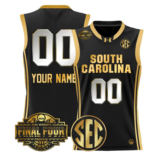 Custom South Carolina Gamecocks Jersey 2026 Final Four Stitched Black Gold