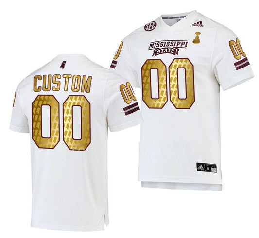 Custom Mississippi State Bulldogs Jersey Name and Number NCAA College Football Egg Bowl Champions Gold