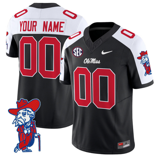 Custom Ole Miss Rebels Jersey Name and Number Vapor Limited College Football Stitched Black Alternate