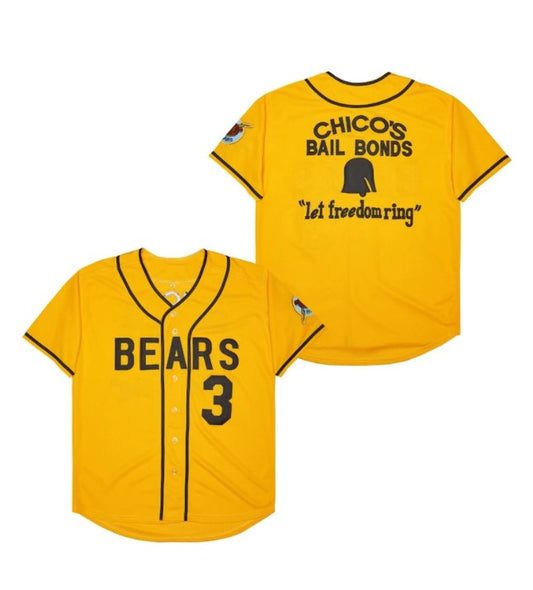 Chico Bail Bonds Bad News Bears Baseball Jersey Yellow