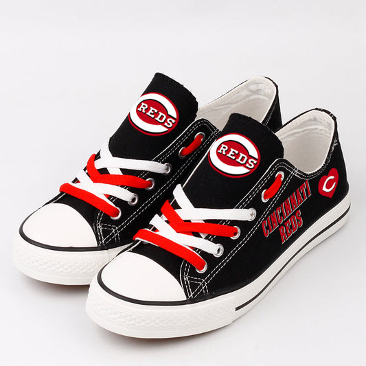 Cincinnati Reds Limited Print MLB Baseball Fans Low Top Canvas Shoes Sport Sneakers T-DAC170H