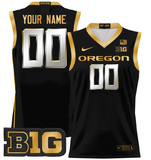 Custom Oregon Ducks Jersey 2024 Lightweight Basketball Black Gold