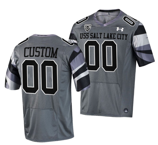 Custom Utah Utes Jersey Name and Number NCAA College Football USS Salt Lake City Alternate Gray