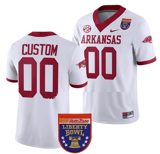 Custom Arkansas Razorbacks Jersey Name and Number NCAA College Football 2022 Liberty Bowl White