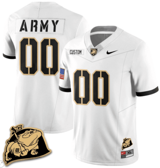 Custom Army Black Knights Jersey Name and Number Rocky The Bulldog Patch Vapor Limited College Football Stitched Black