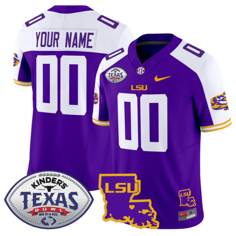 Custom LSU Tigers Jersey 2024 Texas Bowl Patch Football Stitched Purple Alternate