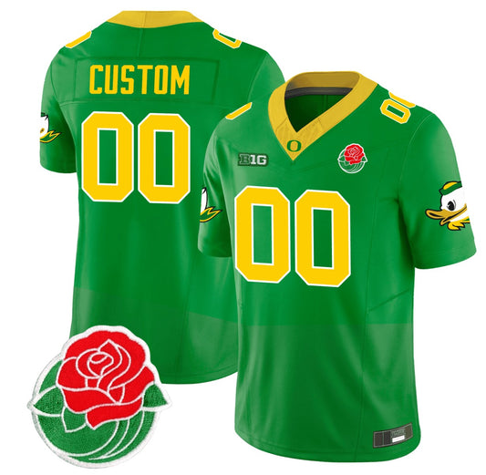 Custom Oregon Ducks Jersey Rose Bowl Patch Vapor Football Stitched Green
